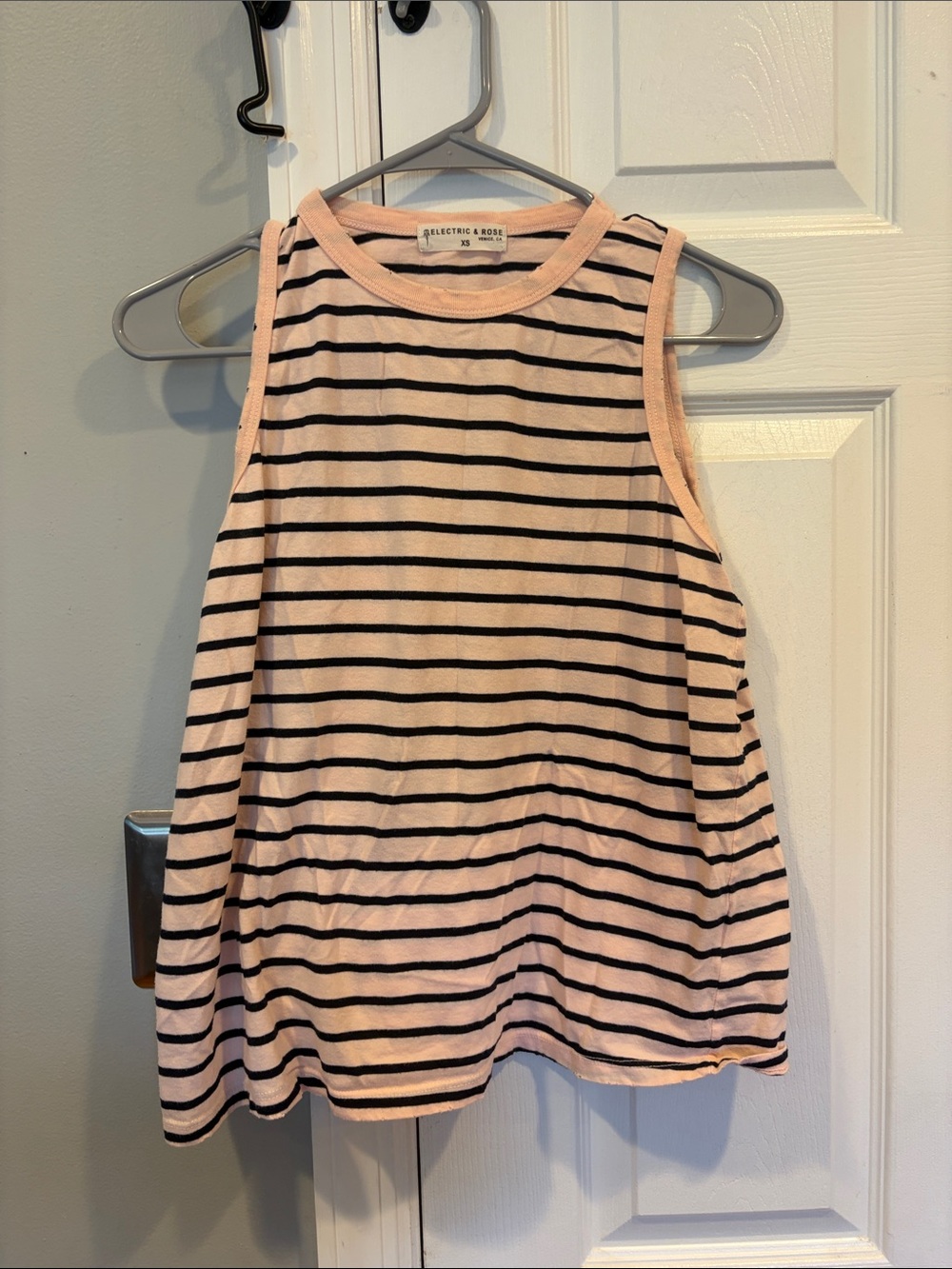Electric & Rose Blush Pink and Black Striped Sleeveless Tank